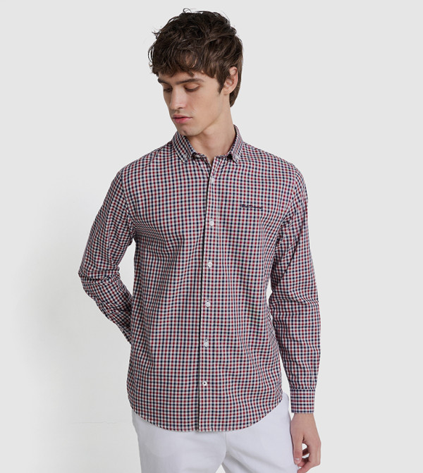 Plaid Button-Down Collar Shirt