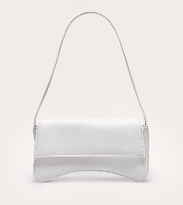 PU Flap Over Baguette Shoulder Bag