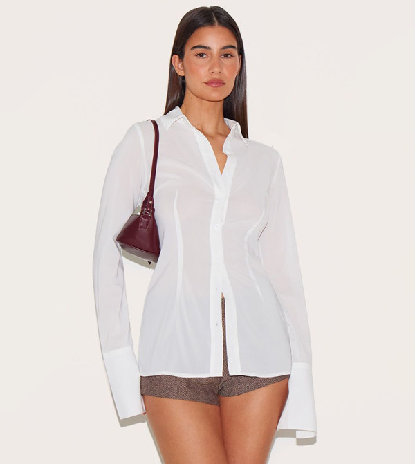 Chiffon Solid Fitted Shirt