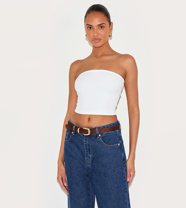 Contour Sculpt Strapless Crop Top