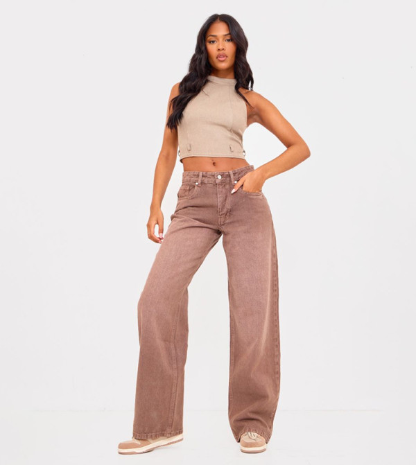 Tall Washed Mid Rise Wide Leg Jeans