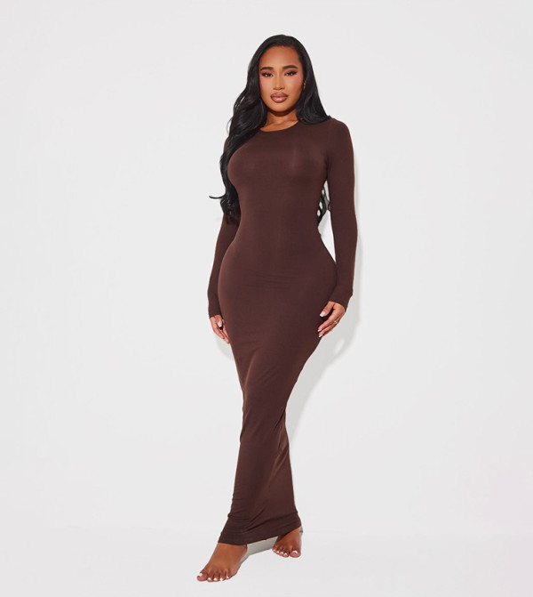 Shape Sculpted Long Sleeves Bodycon Maxi Dress