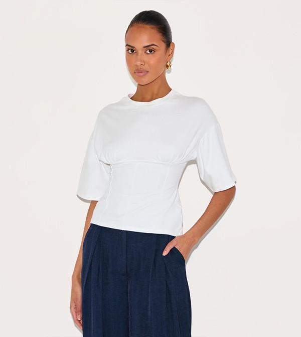 Ruched Bust Detail Short Sleeves T-Shirt