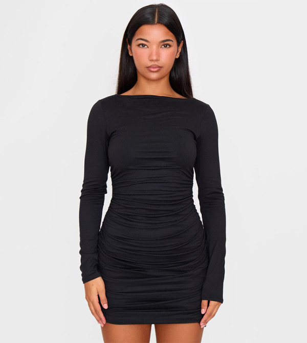 Double Contour Ruched Detail Bodycon Mini Dress