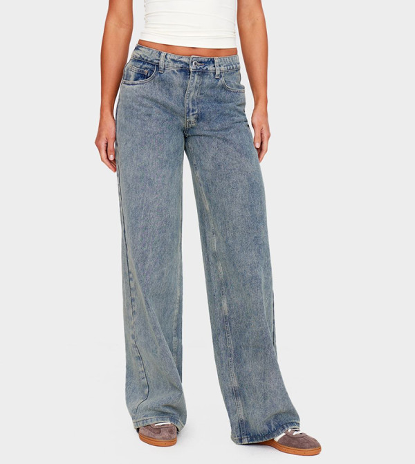 Tall Vintage Washed Mid Rise Wide Leg Jeans