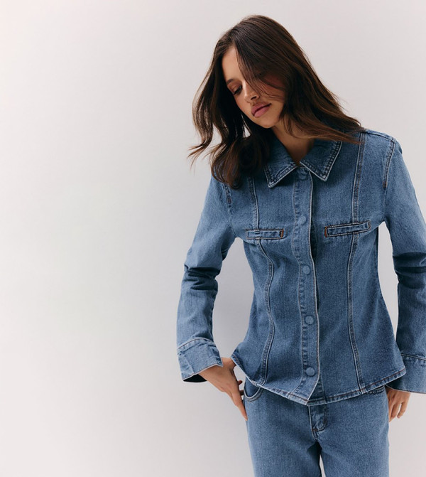 Cinched Waist Seam Detail Long Sleeves Shirt