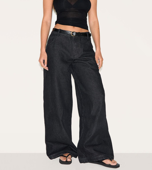 Seam Detail Low Rise Baggy Jeans