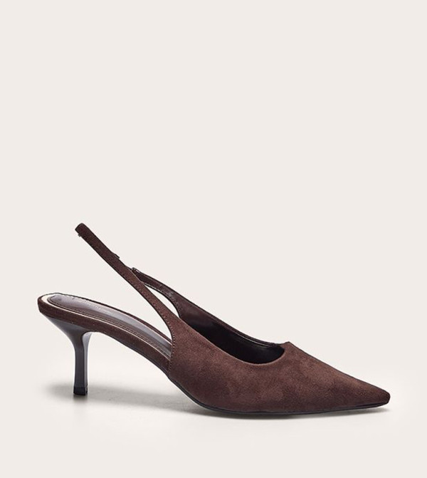 Faux Suede Pointed Toe Slingback Pumps