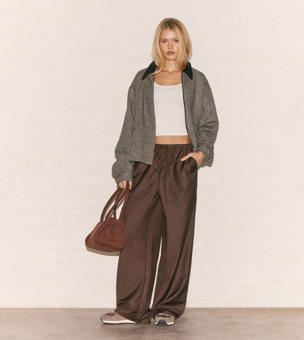 Drawstring Waist Low Rise Trousers