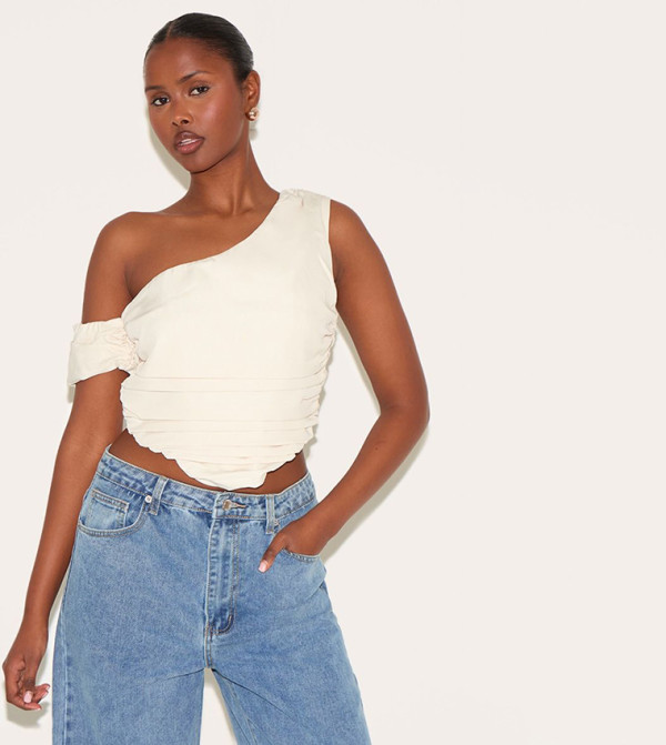 Woven Ruched Corset Top