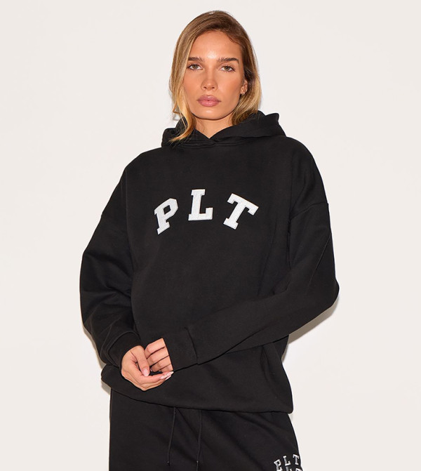 Contrasting Print Logo Oversized Hoodie