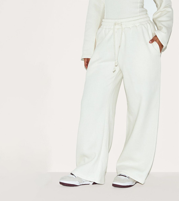 Petite Drawstring Waist Wide Leg Sweatpants