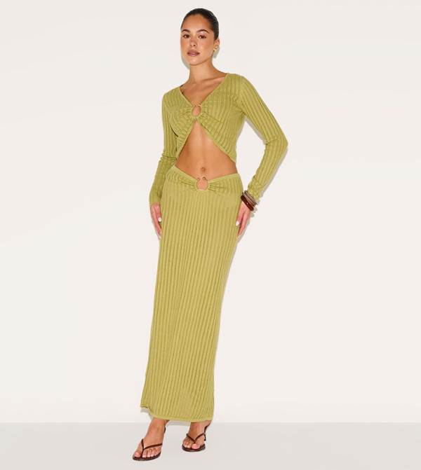 تنورة ماكسي محبوكة مزينة بحافة