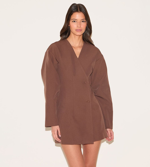 Balloon Sleeves Mini Blazer Dress