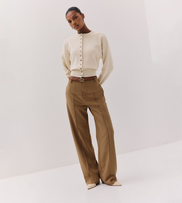 Thick Belted Wide Leg Trousers
