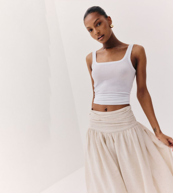 Sheer Soft Touch Scoop Neck Crop Top