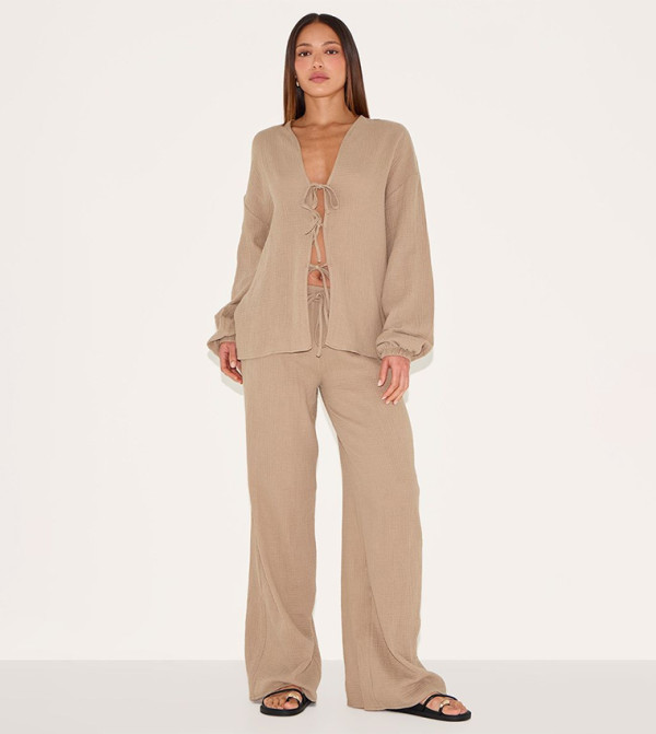 Tall Textured Cheesecloth Wide Leg Trousers