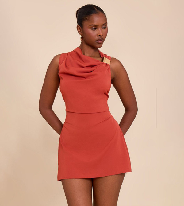 Trim Sleeveless Shift Mini Dress