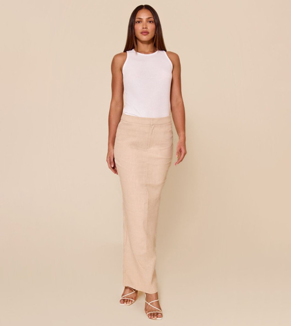 Tall Premium Linen Look A-Line Maxi Skirt