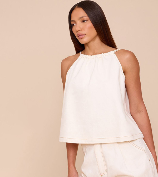 توب جينز بلا كم للمقاسات الطويلة 