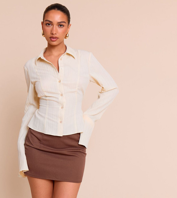 Textured Satin Tie Back Shirt