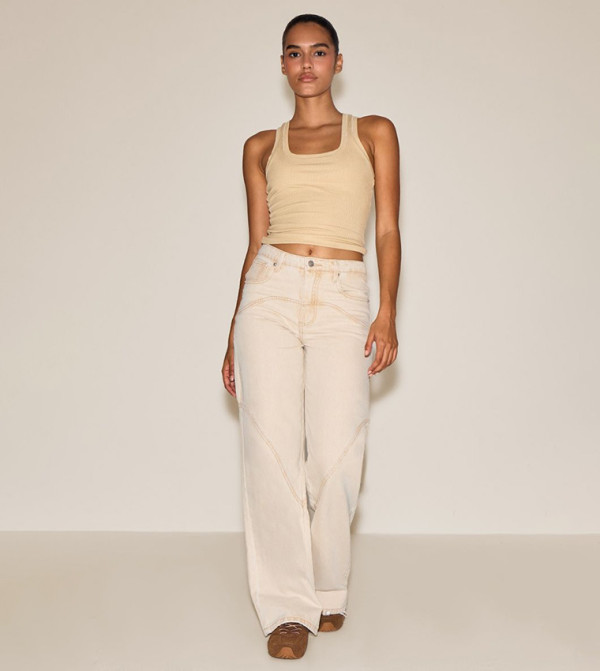 Western Seam Detail Straight Fit Jeans