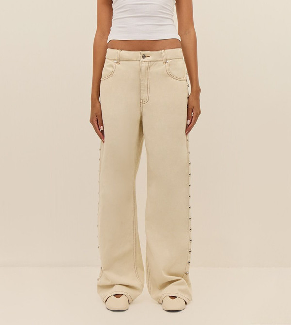 Studded High Waist Flared Jeans