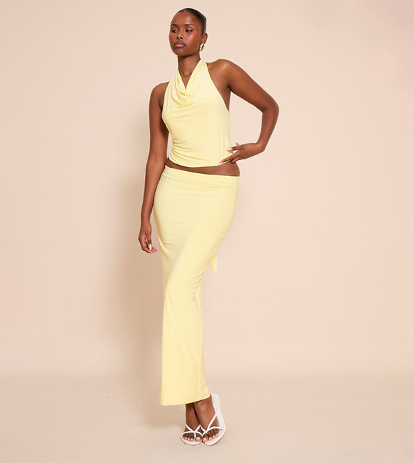 Double Layer Slinky Mid Rise Maxi Skirt