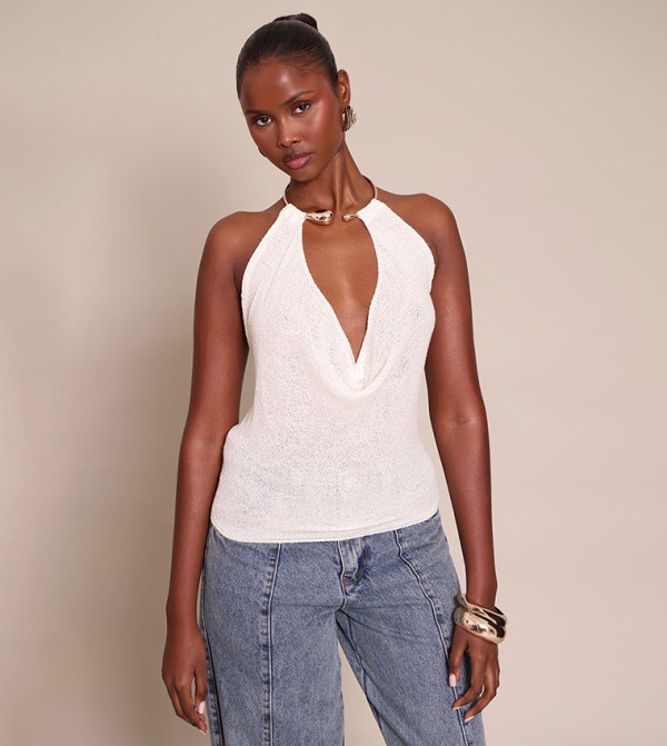 Gold Cuff Detail Knitted Top