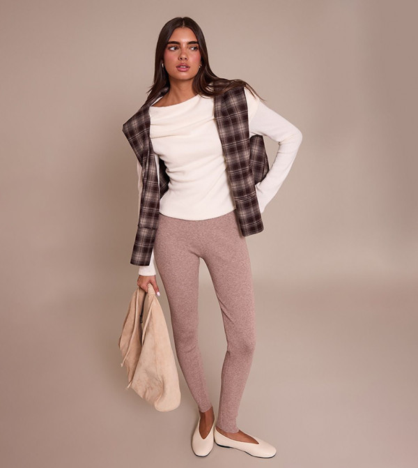 Knitted Elastic Waist Leggings