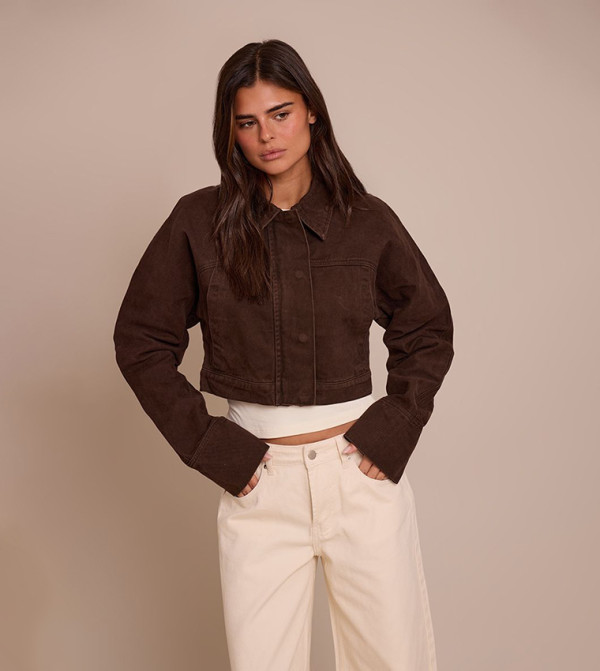 Concealed Placket Denim Jacket