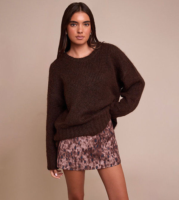 Printed Woven A Line Mini Skirt