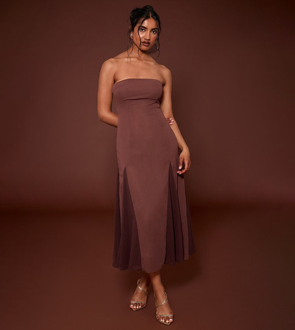 Strapless Godet Midaxi Dress