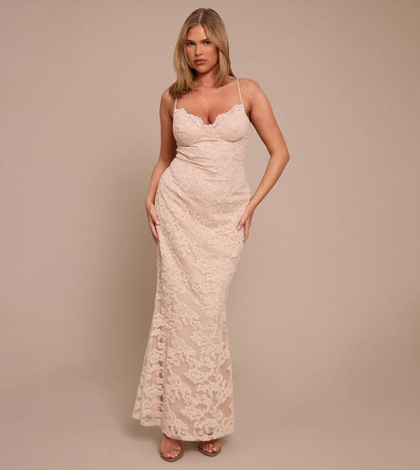 فستان ماكسي ضيق بسلك داخلي 