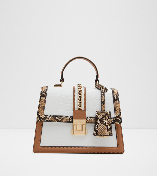 MARTISSA Snakeskin Trim Top Handle Bag