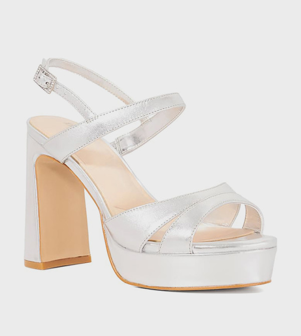 صندل كعب بلاتفورم ميتاليك 