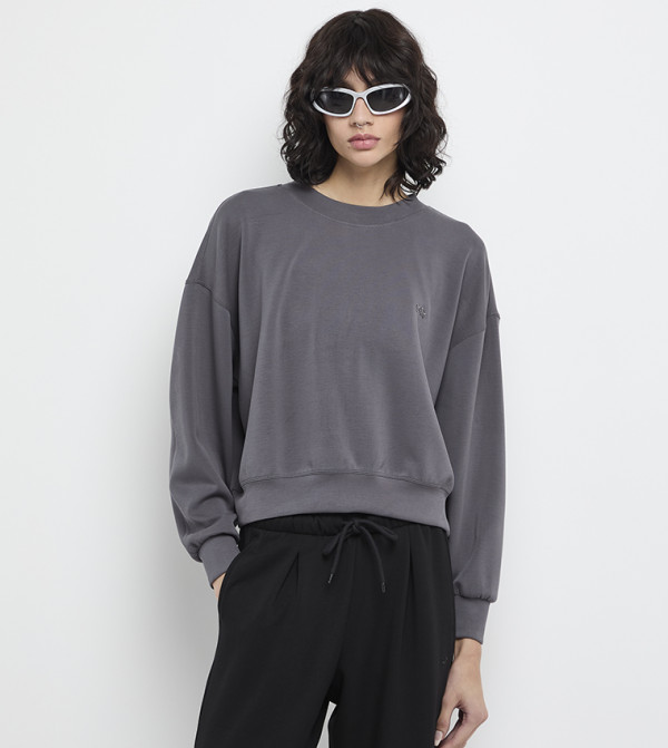 Logo Detail Long Sleeve Oversized Sweatshirt