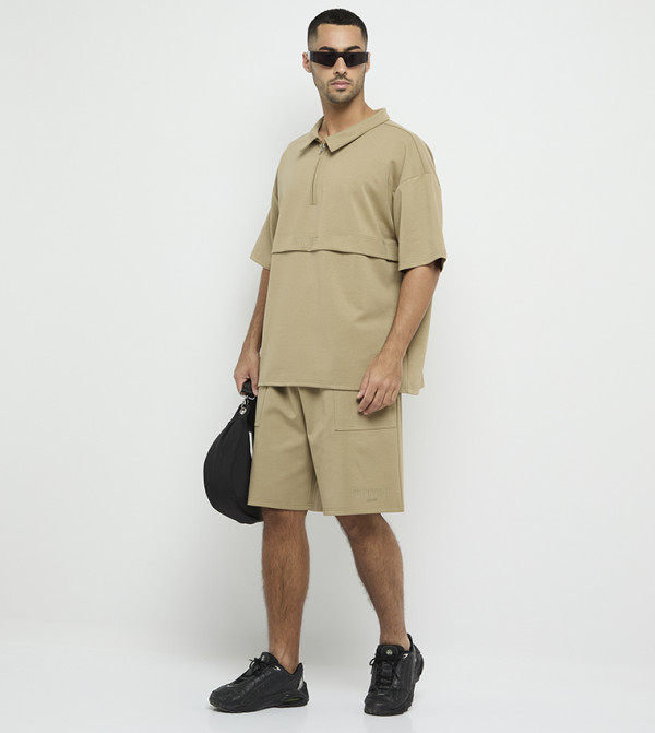 Typography Embroidered Drawstring Casual Shorts