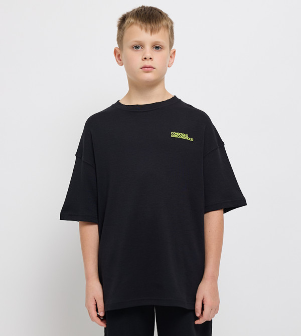 Typography Print Short Sleeve Oversized T-shirt
