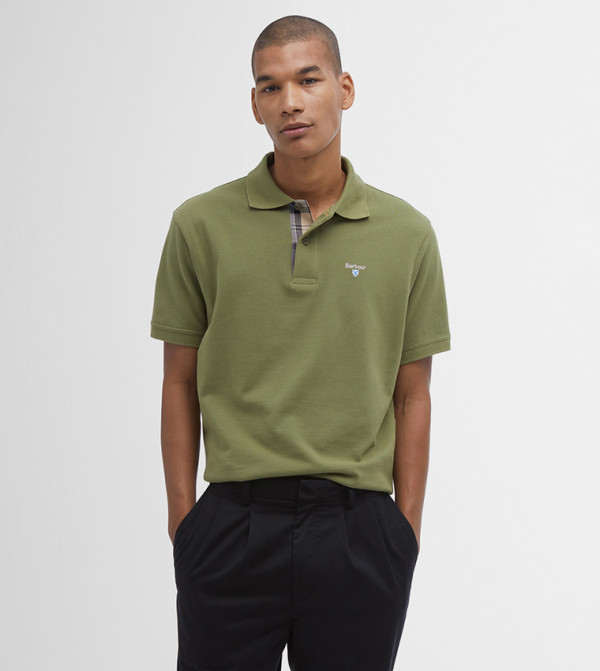 Logo Embroidered Tartan Polo T-Shirt