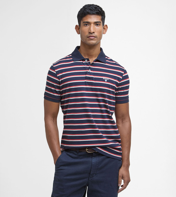 تيشيرت بولو بأكمام قصيرة مخطط 