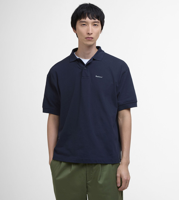 تيشيرت بولو واسع بشعار مطرز 