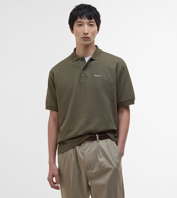 تيشيرت بولو واسع بشعار مطرز 