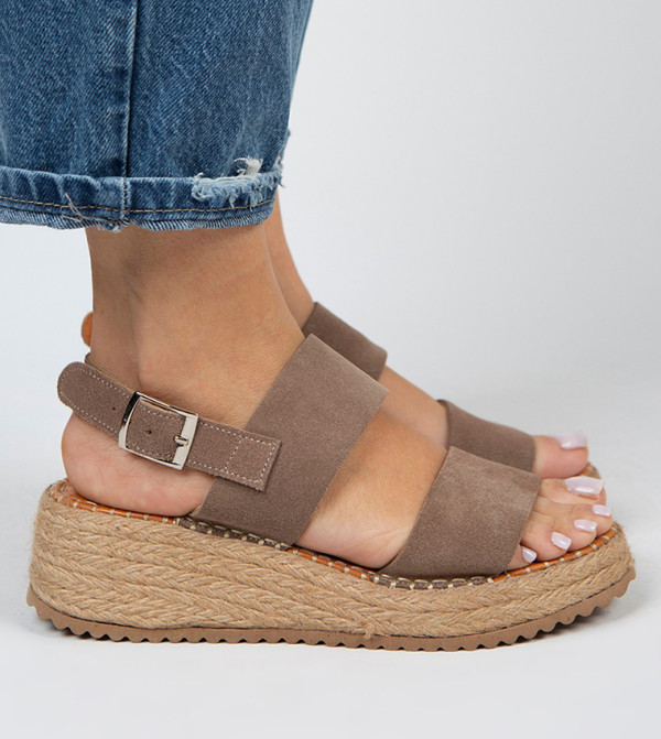 LILIANA Genuine Leather Espadrille Wedge Sandals