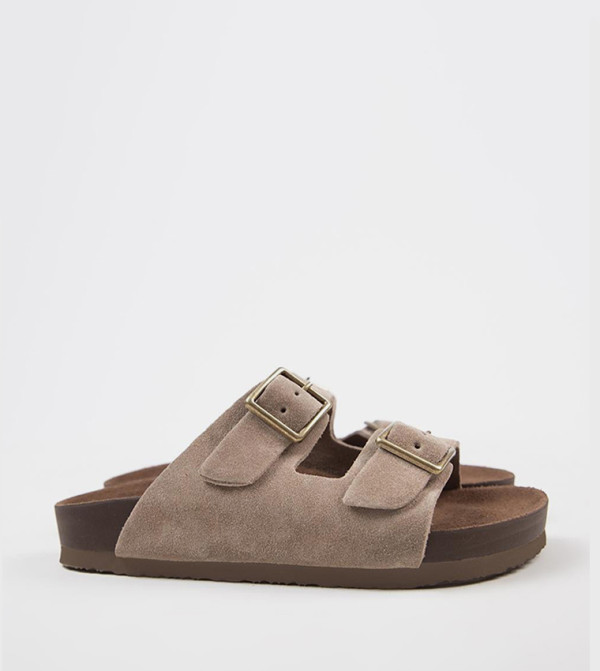 ANLELIC Genuine Leather Double Strap Comfort Sandals