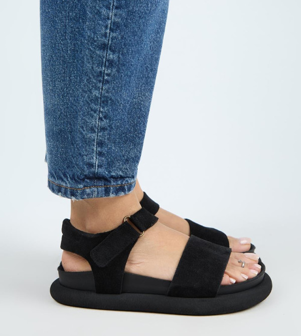BRONX Genuine Leather Strap-On Velcro Comfort Sandals