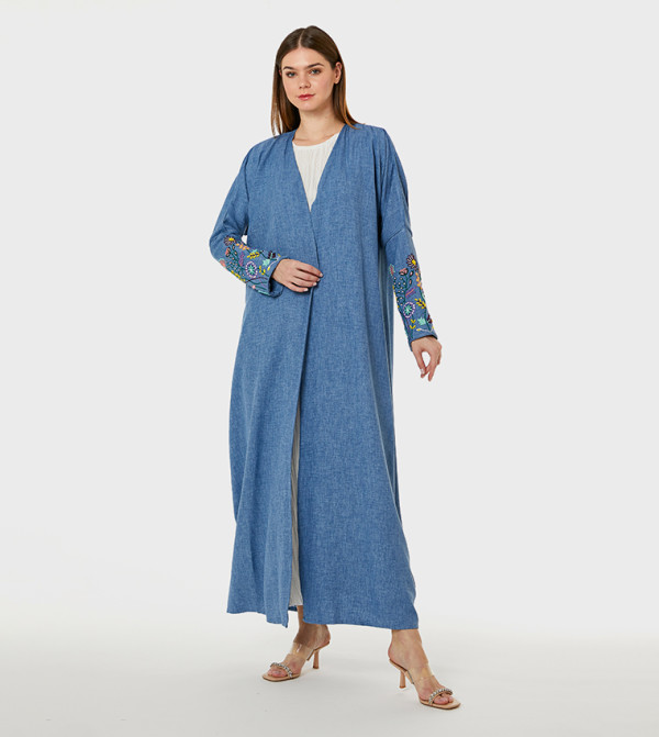 Embroidered V-Neck Abaya