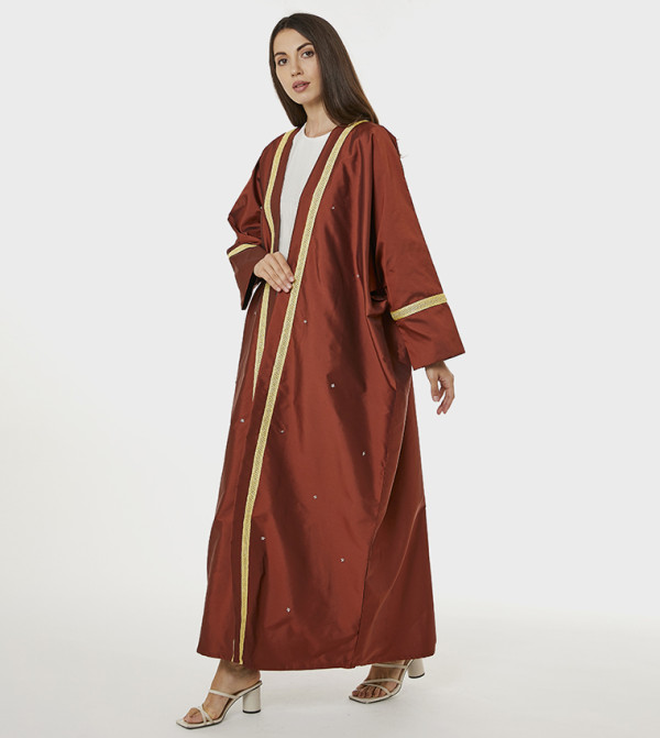 Lace Detail Victoria Satin Abaya