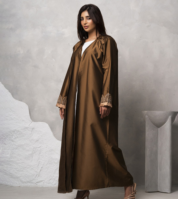 Tassel Trim V-Neck Abaya