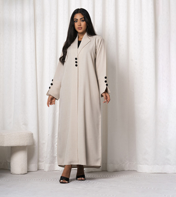 Solid Button Detail Abaya